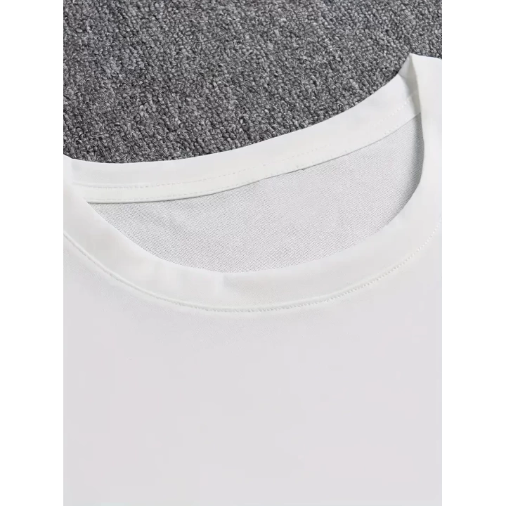 Baskılı Oversize Bisiklet Yaka T-shirt - Beyaz
