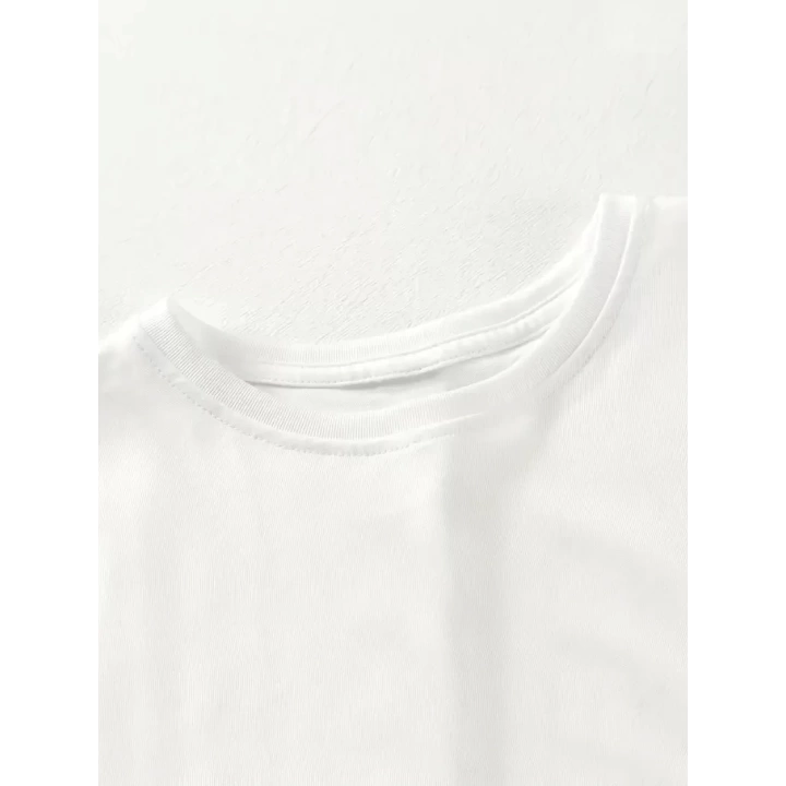 Baskılı Oversize Bisiklet Yaka T-shirt - Beyaz