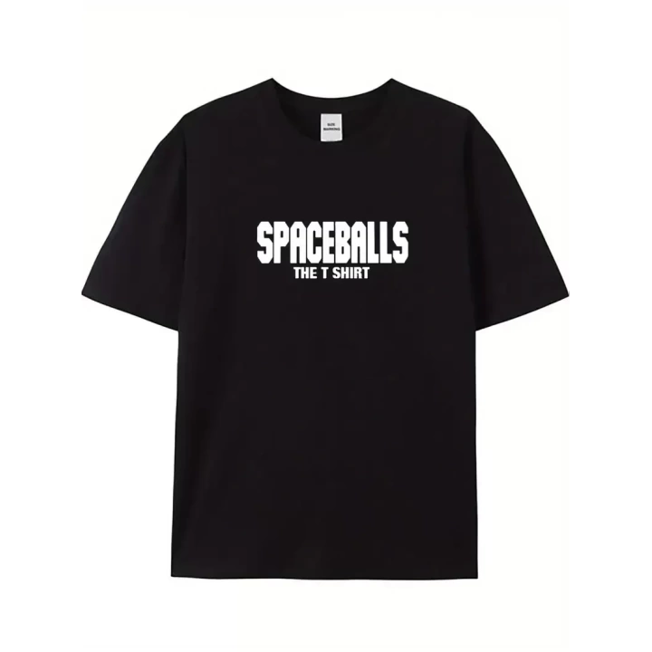 Baskılı Oversize Bisiklet Yaka T-shirt - Siyah