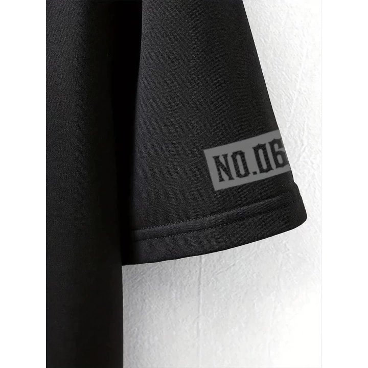 Baskılı Oversize Bisiklet Yaka T-shirt - Siyah