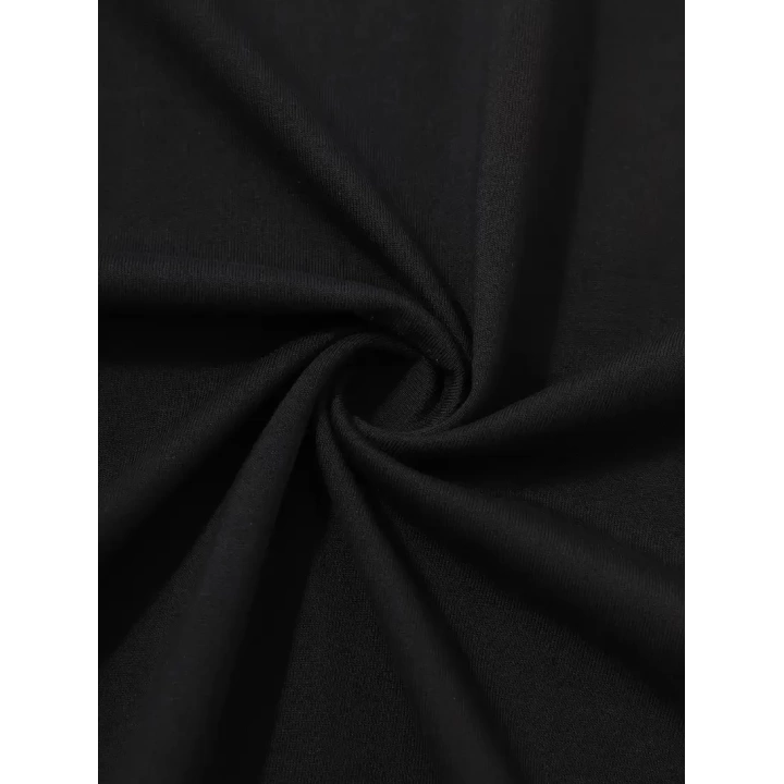 Baskılı Oversize Bisiklet Yaka T-shirt - Siyah