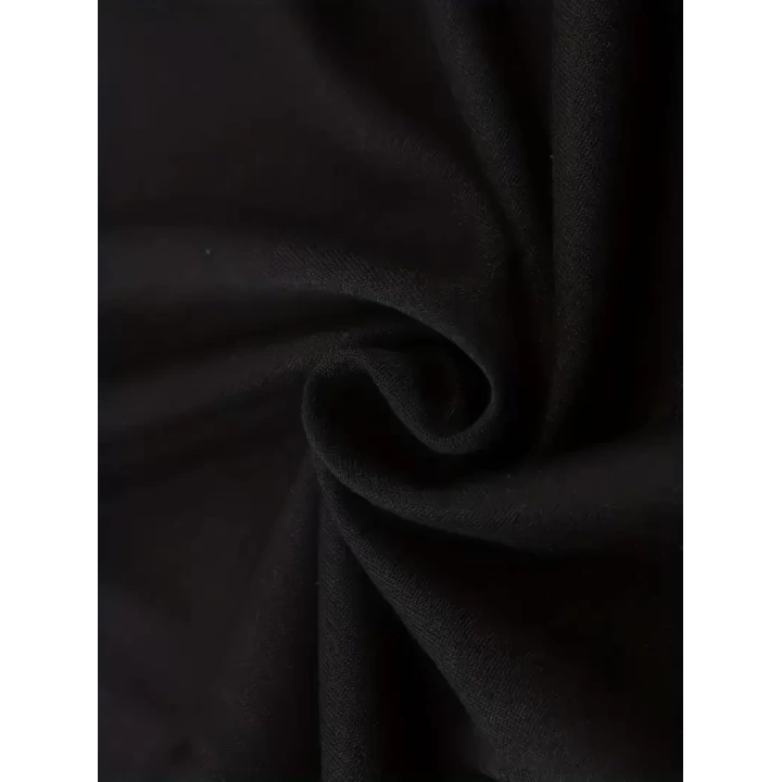 Baskılı Oversize Bisiklet Yaka T-shirt - Siyah