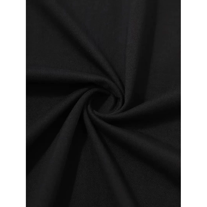 Baskılı Oversize Bisiklet Yaka T-shirt - Siyah