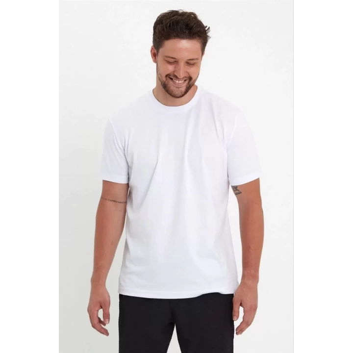 Erkek 24/1 Düz A Kalite Oversize T-shirt - Beyaz