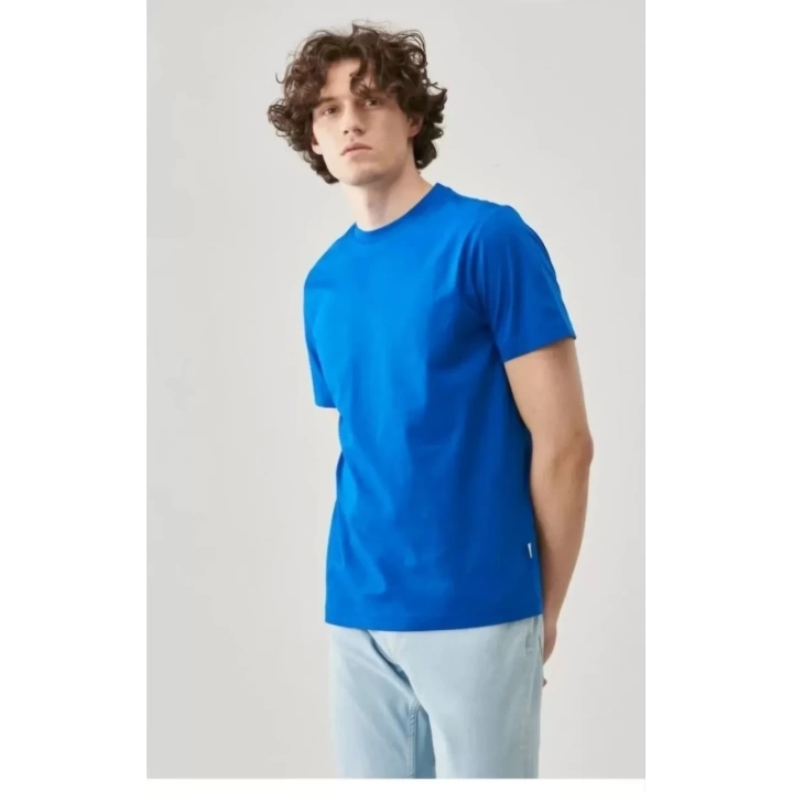 Erkek 24/1 Düz A Kalite Oversize T-shirt - Mavi