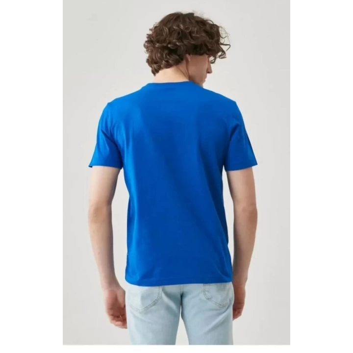 Erkek 24/1 Düz A Kalite Oversize T-shirt - Mavi