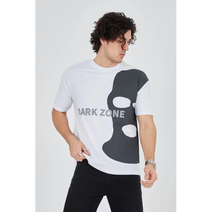 Erkek Baskılı T-Shirt - Beyaz