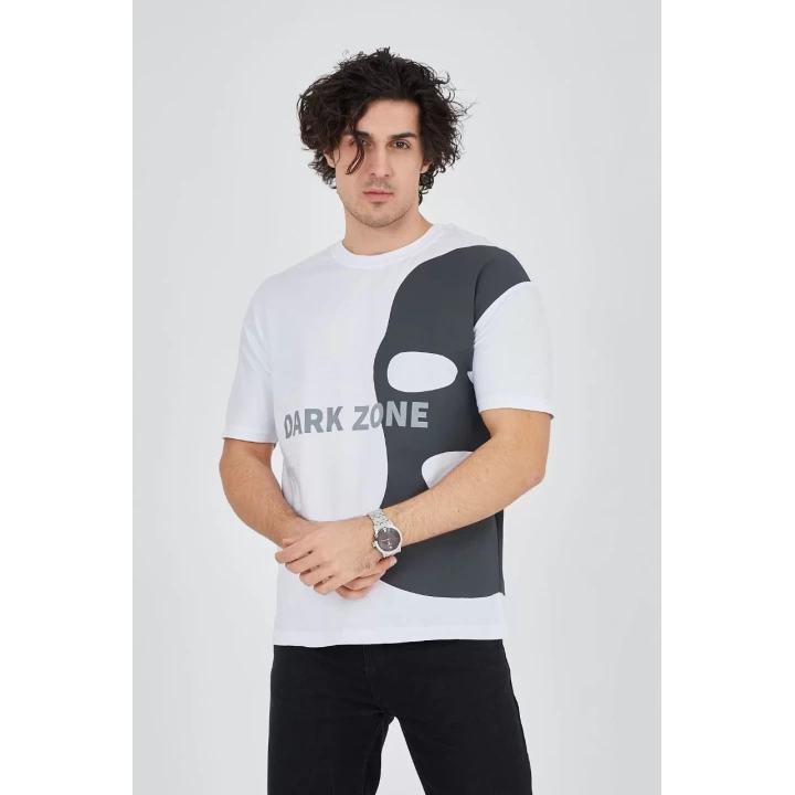 Erkek Baskılı T-Shirt - Beyaz