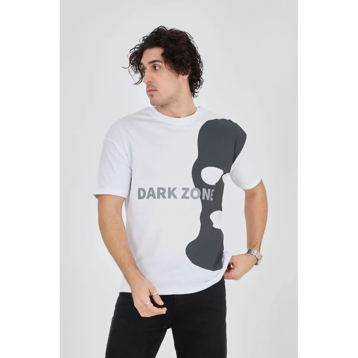 Erkek Baskılı T-Shirt - Beyaz