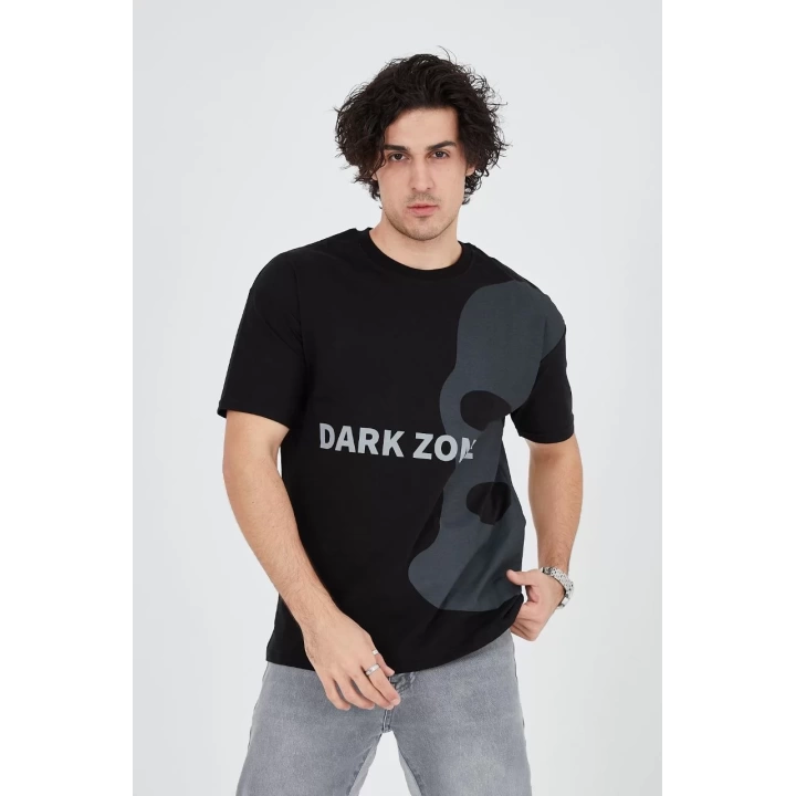 Erkek Baskılı T-Shirt - Siyah