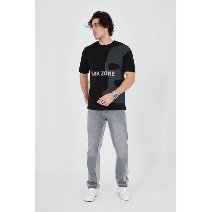 Erkek Baskılı T-Shirt - Siyah