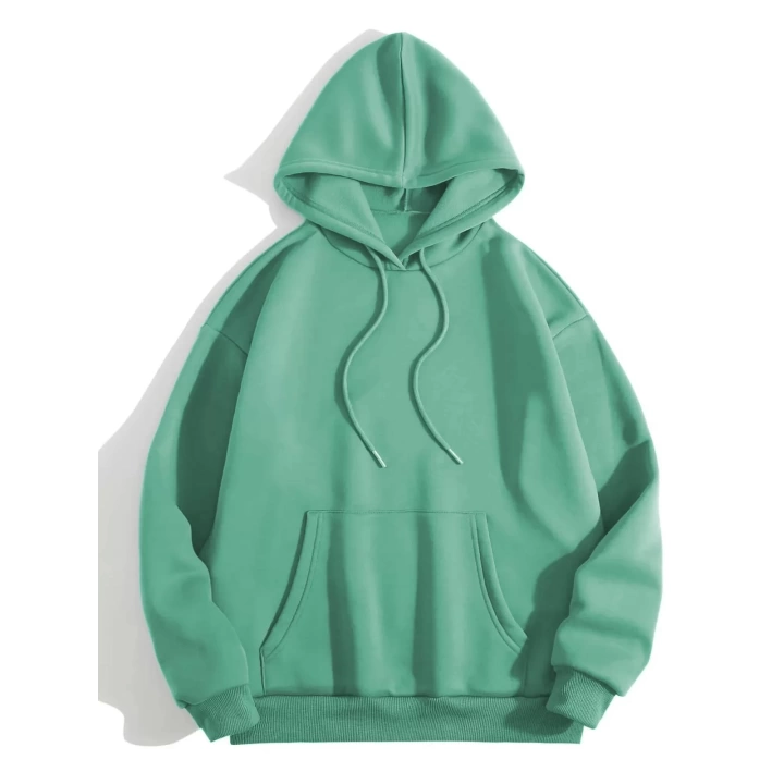 Erkek Düz Kapüşonlu Sweat - Mint Yeşili