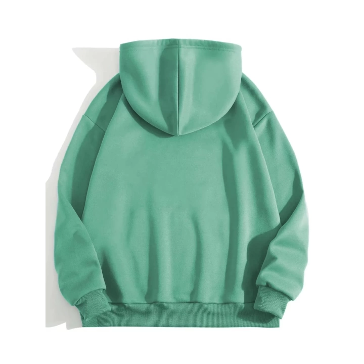 Erkek Düz Kapüşonlu Sweat - Mint Yeşili