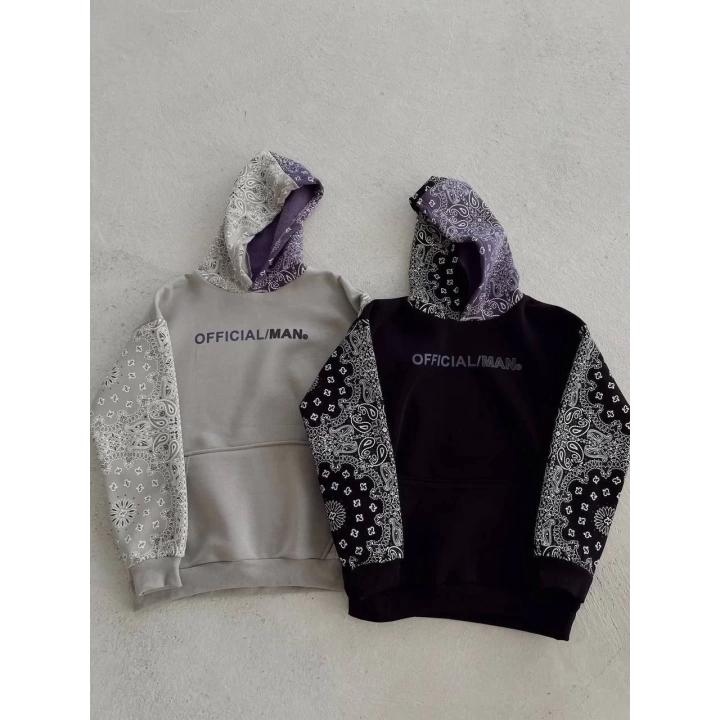 Kadın Baskılı Kapüşonlu Sweatshirt - Gri