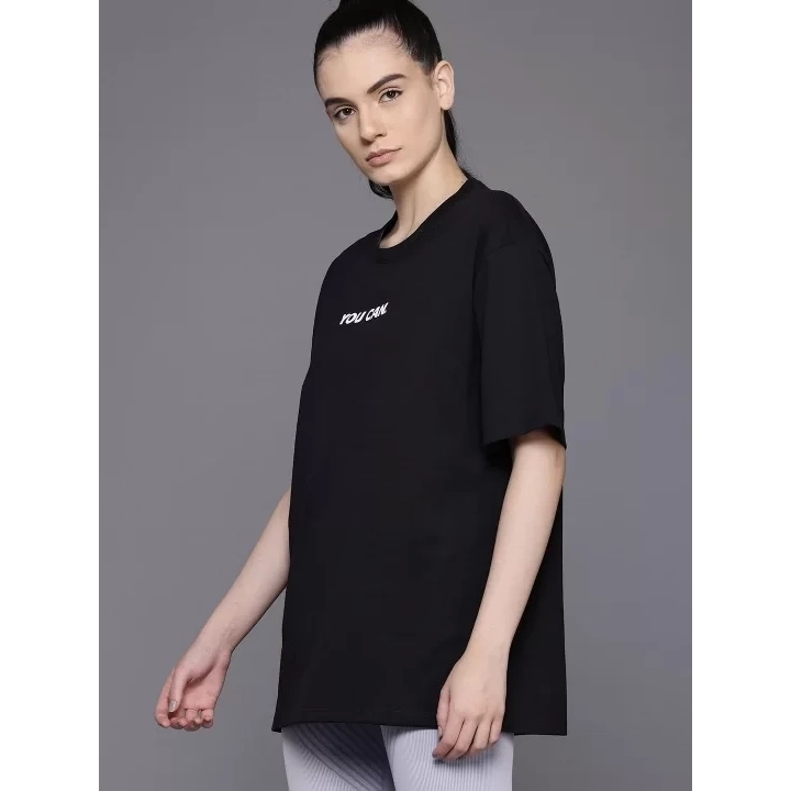 Kadın Baskılı Oversize T-shirt - Siyah