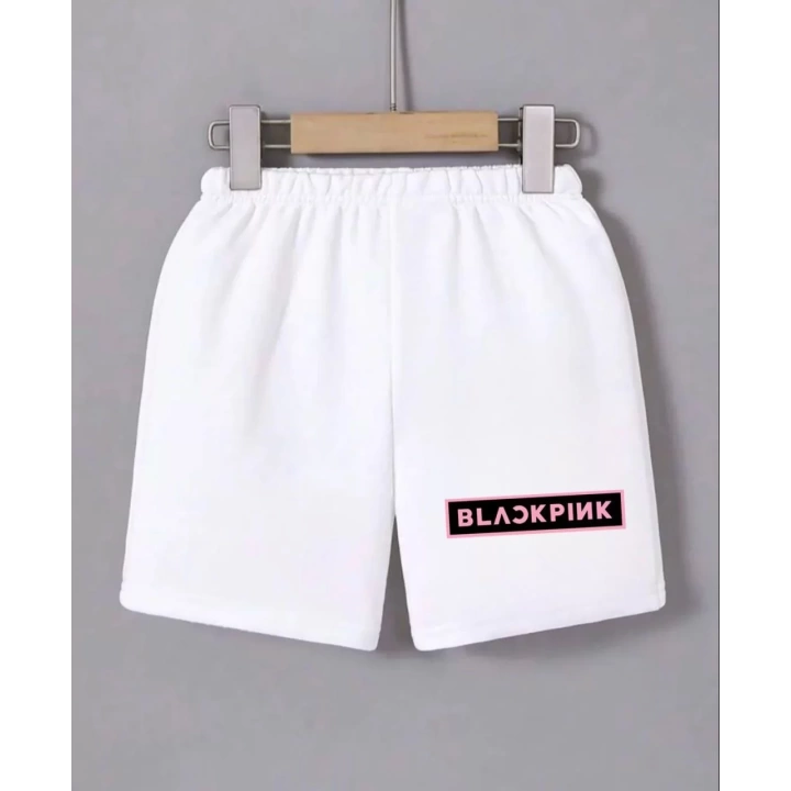 Kadın Beli Lastikli Baskılı Mini Şort - Beyaz