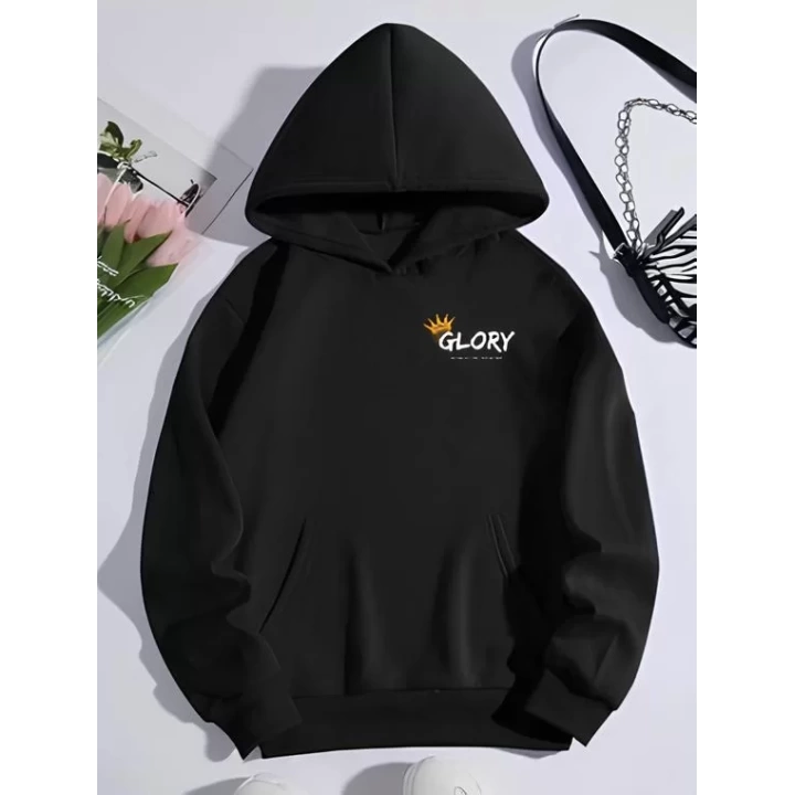 Kışlık Üç İplik Kapüşonlu SweatShirt - Siyah