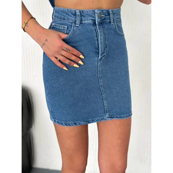 Kot Jeans Etekli ikili Takım - Mavi