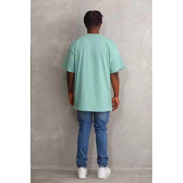 Unisex Baskılı Oversize T-Shirt - Mint Yeşili