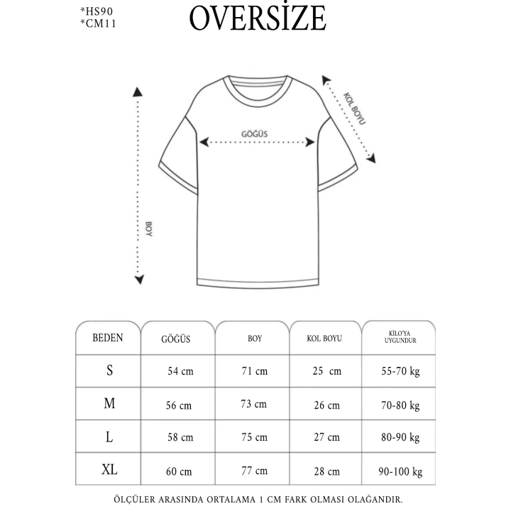 Unisex Bisiklet Yaka Baskılı Oversize T-Shirt - Kırmızı