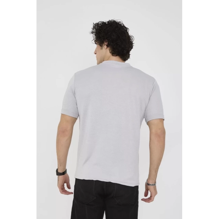 Unisex Bisiklet Yaka Slim fit T-Shirt- Boyalı Gri