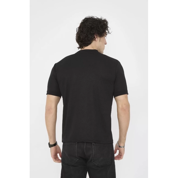 Unisex Bisiklet Yaka Slim fit T-Shirt- Siyah