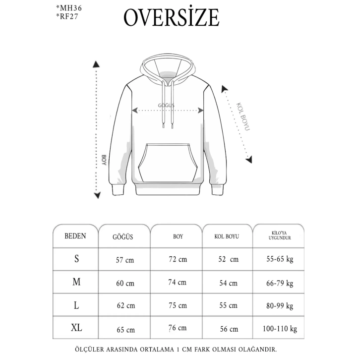 Unisex Double Oversize Kapşonlu Basic SweatShirt - Bej