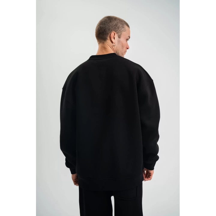 Uzun Kol Bisiklet Yaka Basic SweatShirt - Siyah