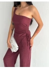 Asimetrik Crop Pantalon ikili Takım - Gül Kurusu
