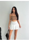 Ayrobin Şortlu Etek - Beyaz