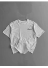 Baskılı Oversize Bisiklet Yaka T-shirt - Beyaz