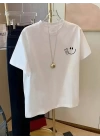 Baskılı Oversize Bisiklet Yaka T-shirt - Beyaz