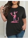 Baskılı Oversize Bisiklet Yaka T-shirt - Beyaz