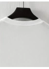 Baskılı Oversize Bisiklet Yaka T-shirt - Beyaz