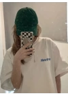 Baskılı Oversize Bisiklet Yaka T-shirt - Beyaz