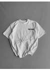 Baskılı Oversize Bisiklet Yaka T-shirt - Beyaz