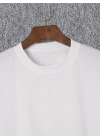 Baskılı Oversize Bisiklet Yaka T-shirt - Beyaz