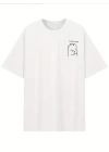 Baskılı Oversize Bisiklet Yaka T-shirt - Beyaz