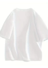 Baskılı Oversize Bisiklet Yaka T-shirt - Beyaz
