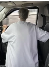 Baskılı Oversize Bisiklet Yaka T-shirt - Beyaz