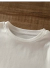 Baskılı Oversize Bisiklet Yaka T-shirt - Beyaz