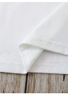 Baskılı Oversize Bisiklet Yaka T-shirt - Beyaz