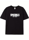 Baskılı Oversize Bisiklet Yaka T-shirt - Siyah