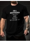 Baskılı Oversize Bisiklet Yaka T-shirt - Siyah