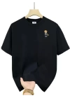 Baskılı Oversize Bisiklet Yaka T-shirt - Siyah