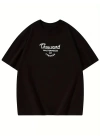 Baskılı Oversize Bisiklet Yaka T-shirt - Siyah
