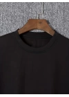 Baskılı Oversize Bisiklet Yaka T-shirt - Siyah