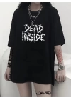 Baskılı Oversize Bisiklet Yaka T-shirt - Siyah