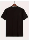 Baskılı Oversize Bisiklet Yaka T-shirt - Siyah