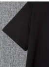 Baskılı Oversize Bisiklet Yaka T-shirt - Siyah